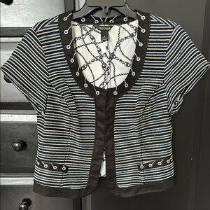 WHITE HOUSE BLACK MARKET Striped Short Sleeve Top